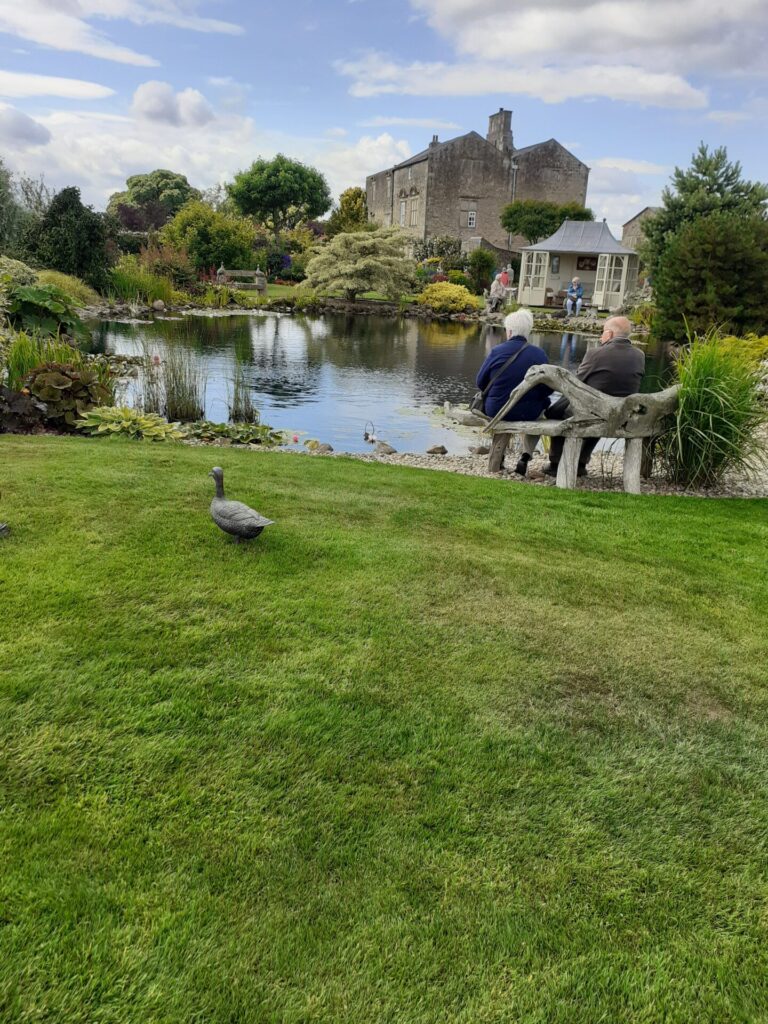 pond shrubs and lawn at Thornton Hall