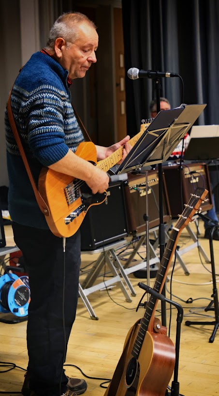 Mike on guitar