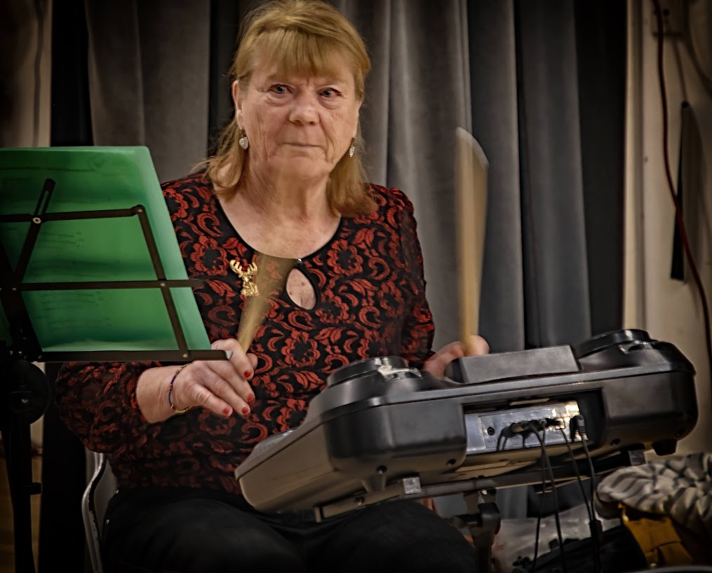 Janie on drums