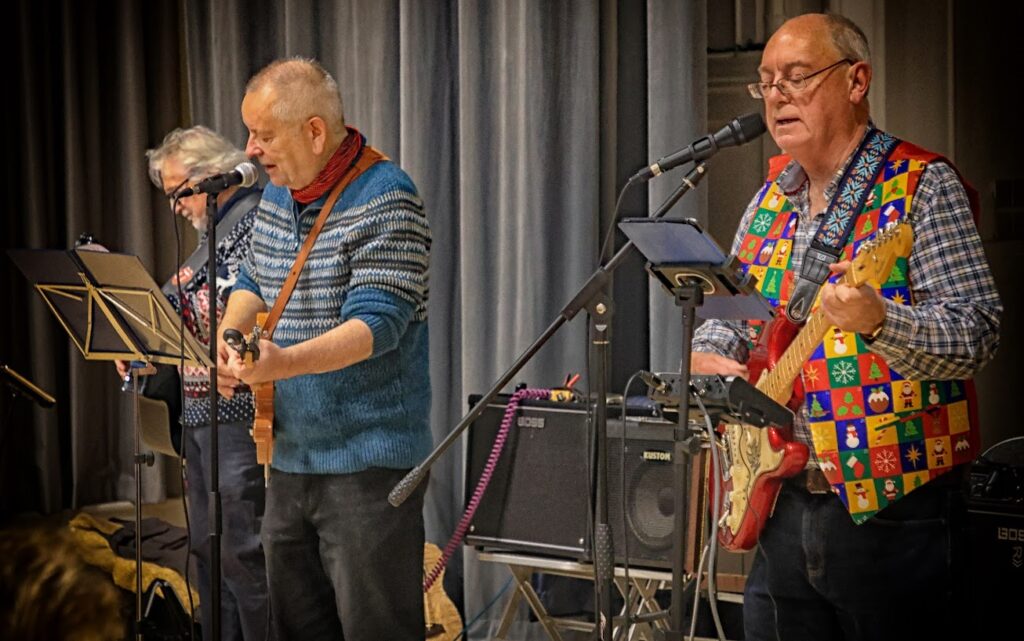 the band playing and singing