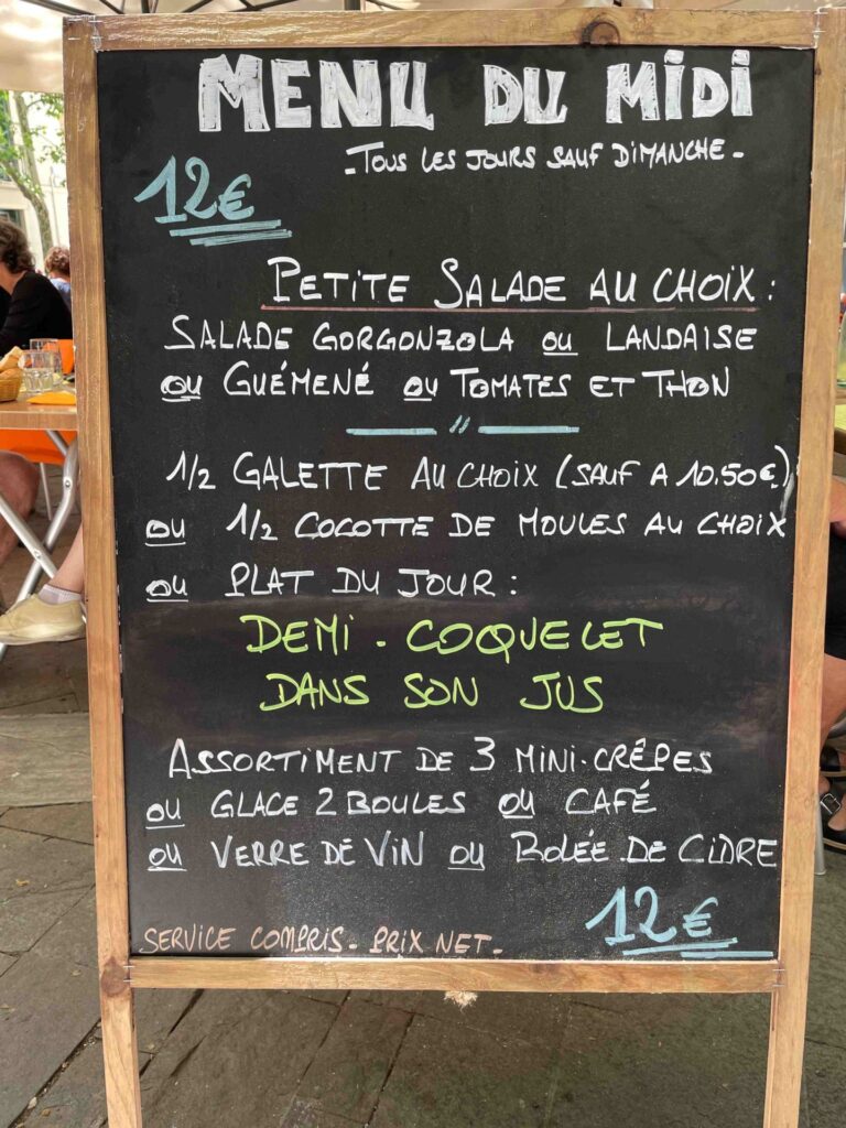 black board with menu