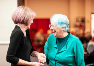 Two women socialising